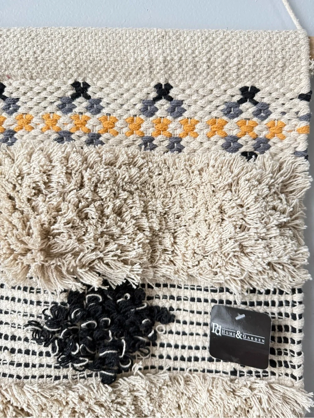 New Handwoven Macrame Wall Hanging Tapestry Decor Boho Hippie Yellow Gray Beige